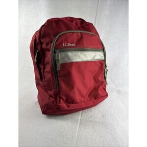 Vintage L.L.Bean Deluxe Book Bag Back Pack Red Reflective Stripe NWT